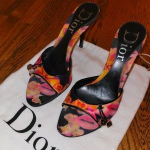 Vintage Dior Floral Dice Mules